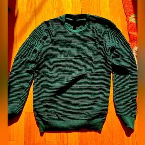 Alfani green and black striped sweater 100% cotton size M